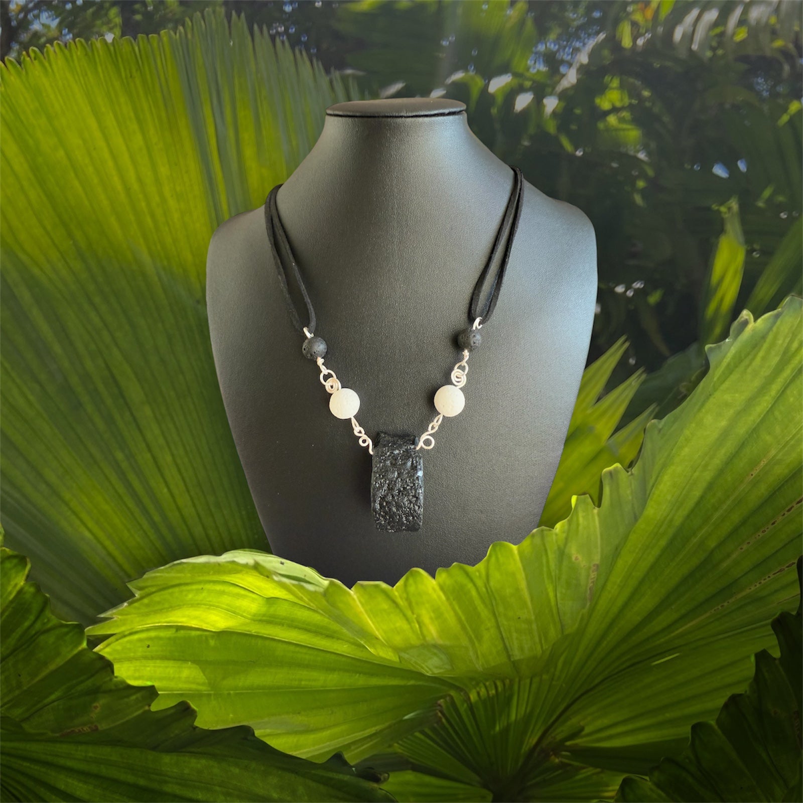 White Lava with Tectite necklace