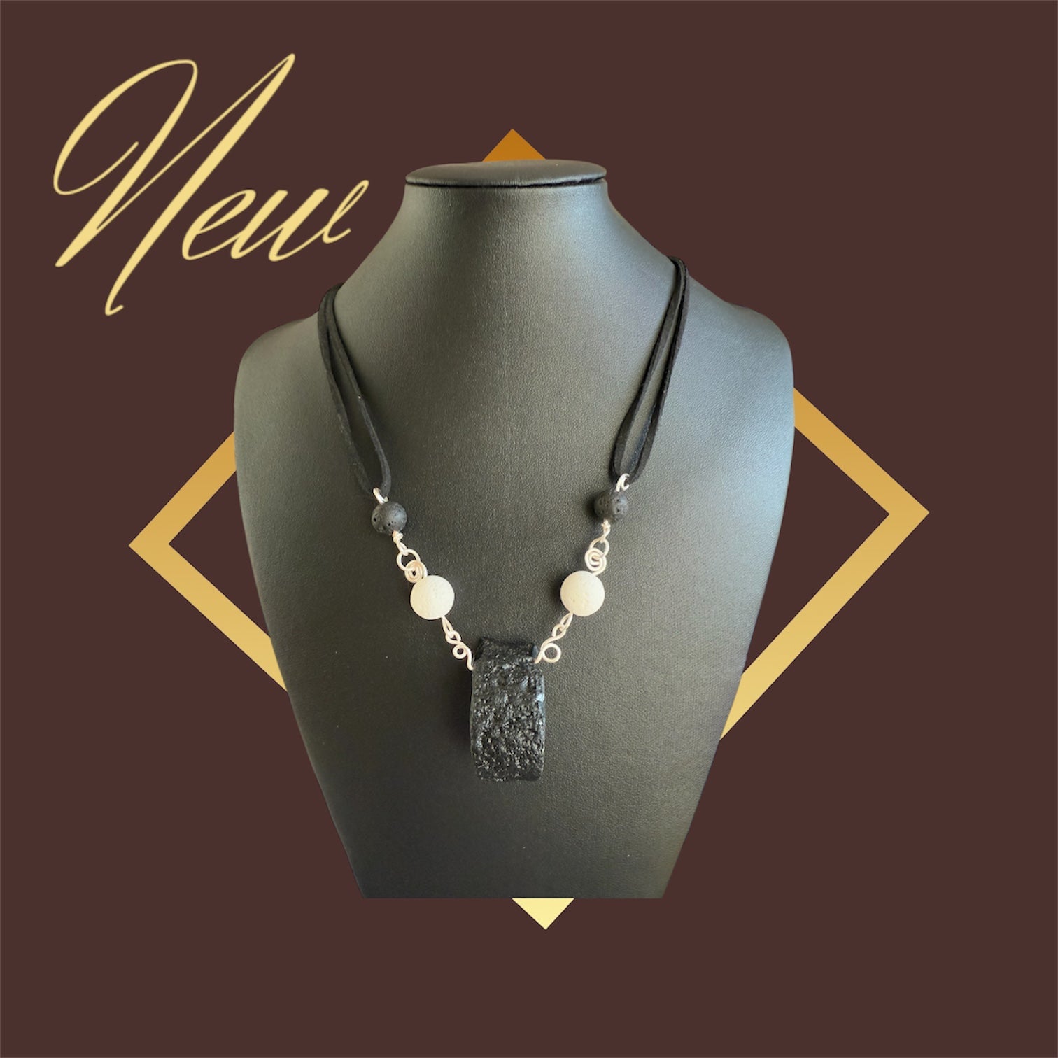 White Lava with Tectite necklace