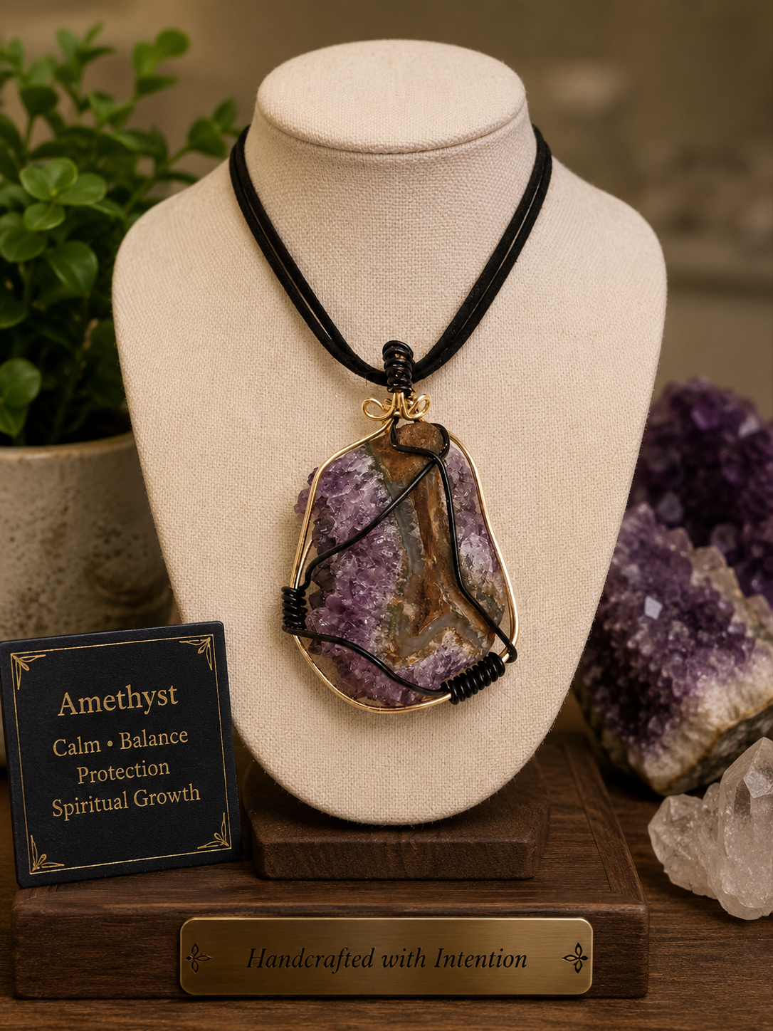 One of a kind Amethyst geode pendant