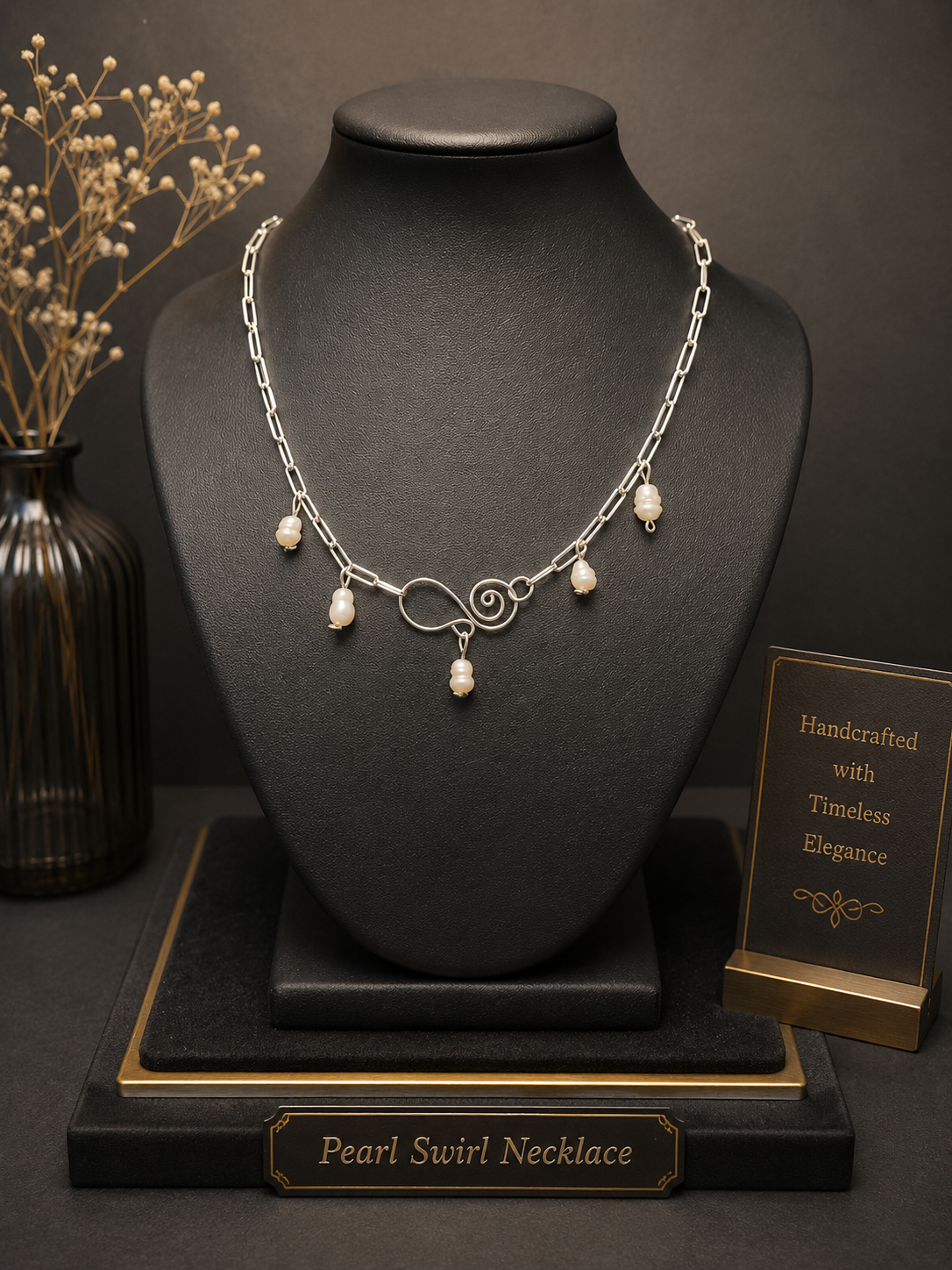 Delicate pearl swirl necklace