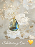 Multicolor Tear Drop Labradorite Pendant