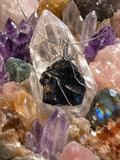 Raw Azurite wired pendant