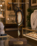 Agate Slab pendant with velvet ribbon